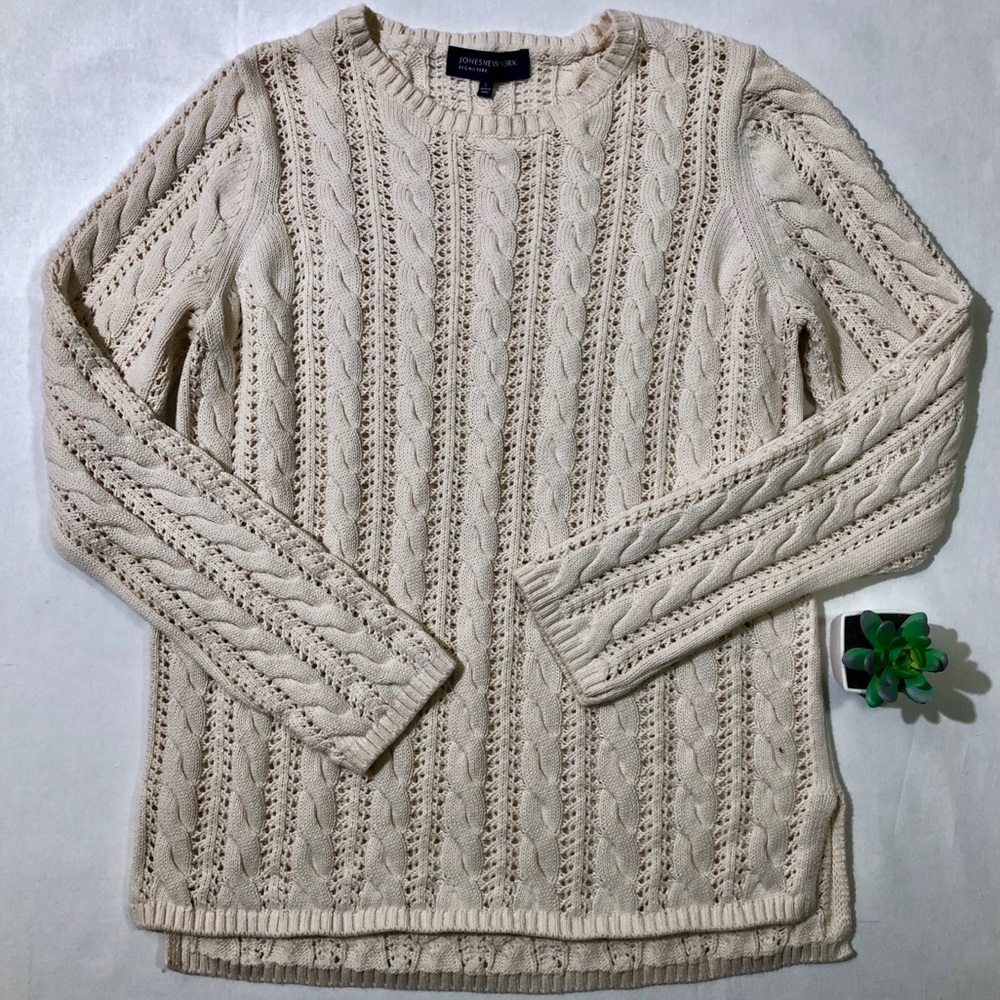 Jones New York Signature Cable Knit Sweater Large